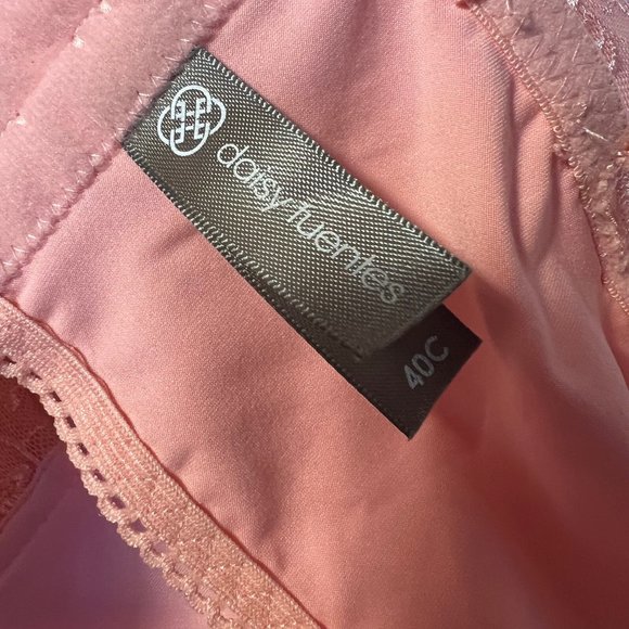 Daisey Fuentes Lace Padded Bra-Pale Pastel Peach Color-Wire V Front-40C-Gold - Picture 14 of 15